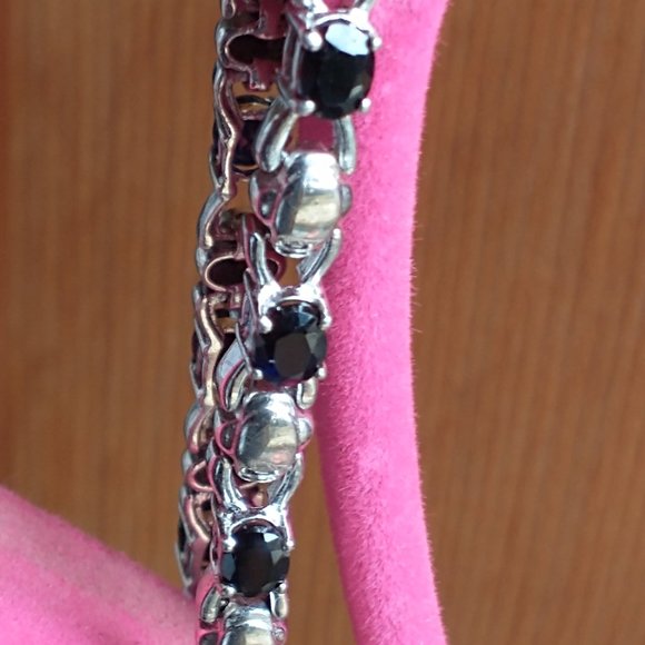 Silver Bracelet with Black Garnets (Melanites) - Picture 1 of 11